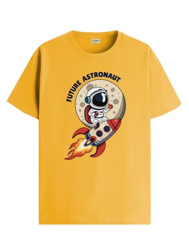 Image of ADRO T Shirts for Boys & Girls | Astronaut Printed T-Shirt | Ages 3-14 | 100% Cotton Round Neck Tshirt for Boys