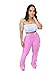 BOKITECAO Women's Casual Mid Waist Fringed Cotton Pants Elastic Waist Bodycon Tassels Side Jogger Sweatpant Pink