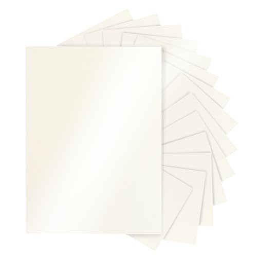Silunkia 28 Sheets Cream Shimmer Cardstock 8.5 x 11 Off White Paper 92lb Heavyweight Glossy Paper Card Stock for DIY Cards Making Business Cards Wedding Invitations Crafting Menus