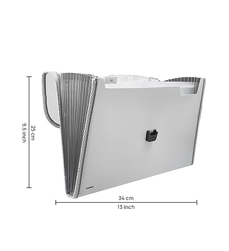 Solimo Expanding File Folder with 13 Pockets, Handle, and Buckle Closure, for A4 Size Documents (Grey) (Image - 5)