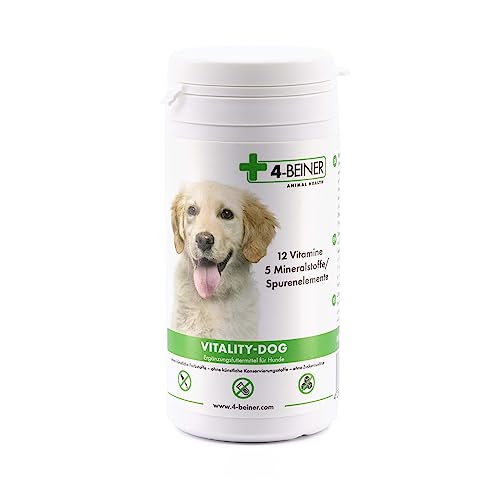 4-BEINER Vitality-Dog: 12 multivitamines pour Chiens, Complexe de vitamines B, vitamines A, C, E, D, Acide folique, biotine, minéraux Zinc, Fer, manganèse, 100 comprimés