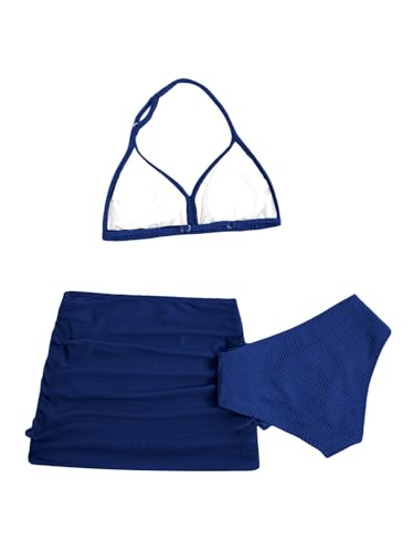 Image of SHENHE Girl's 3 Piece Swimsuits with Cover Up Skirt Halter Triangle Bathing Suits Bikini Set