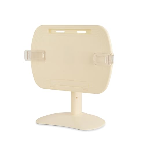 Image of 1 Compartment Portable Adjustable Tablet Holder with Folding Hands Rotatable Book Stand Holder for Reading - Ideal for Cookbooks, Sheet Music, and More - Textbook Holder Organizer (Yellow)