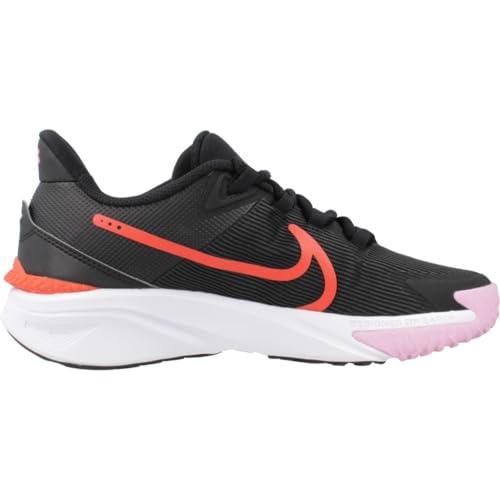 Nike Star Runner 4 NN SE Big Kids' Road Running Shoes (FJ8077-001, Black/Pink Rise/Picante Red/White) Size 6.54