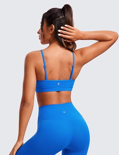 Image of CRZ YOGA Butterluxe V Neck Sports Bras | Light Support, Removable Pads, Yoga, Extremely Soft, Square Back, Adjustable Spaghetti Straps, for Women