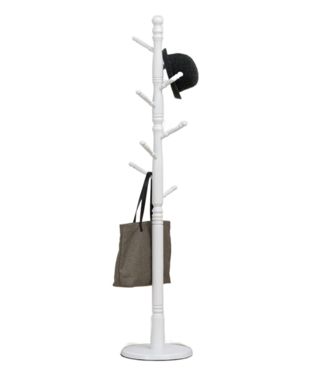 IWENZHKPA Coat Rack Freestanding Coat Stand Wooden Rack With 8 Hooks Entryway For Clothes Scarves Freestanding(B)