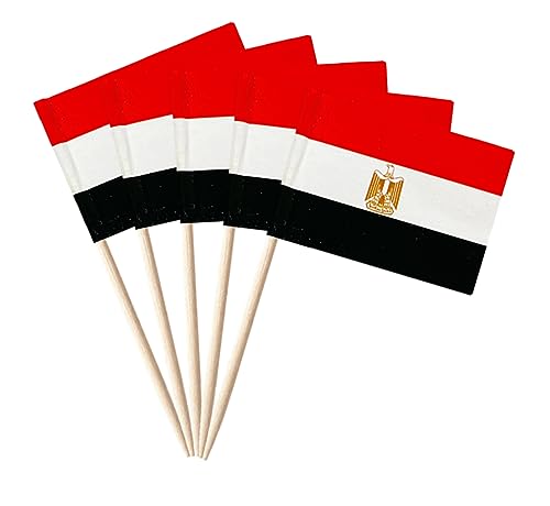 stidsds 100 Pcs Egypt Flag Egypt Toothpick Flags Mini Small Egyptian Cupcake Toppers Stick Flags Banner Party Cocktail Fruit Decoration