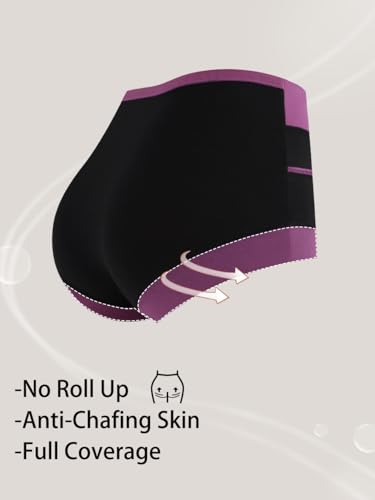 Boy Shorts Underwear for Women - High Waisted Cotton Boxer Sleep Panties Stretch Briefs 4 Pack