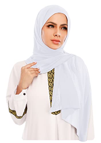 Abetteric Womens Bubble Chiffon Scarf Fashion Hijab Solid Color Muslim Shawl Instant Wraps White OS