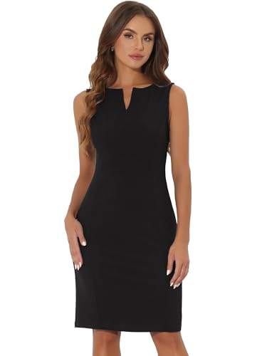 Allegra K Robe fourreau rayée sans manches pour femme, noir