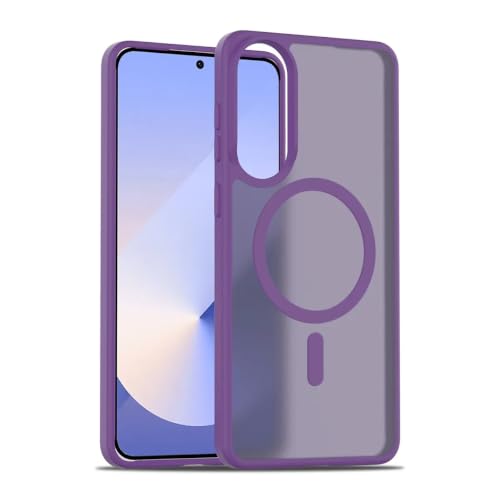 Coque arrière magnétique Galaxy S25 Edge violette effet peau compatible chargement sans fil