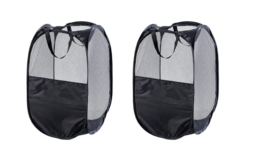WEBEASY Laundry Basket, 2pcs Pack Foldable Laundry Hamper Pop Up with Durable Handles