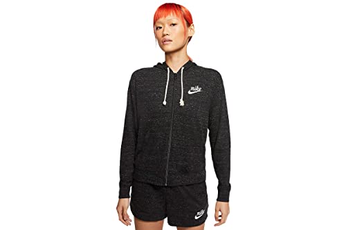 Nike CJ1694-010 W NSW GYM VNTG JSY FZ HOODIE Sweatshirt Women's black/sail Size XL