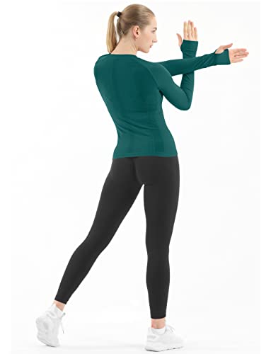 Image of MathCat Seamless Workout Shirts for Women Long Sleeve Yoga Tops Sports Running Shirt Breathable Athletic Top Slim Fit XS-XL