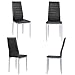 Giantex Set of 4 PU Leather Dining Side Chairs with Padded Seat Foot Cap Protection Stable Frame Heavy Duty High Back Design Dining Chairs for Kitchen Dining Room Home Furniture, Black
