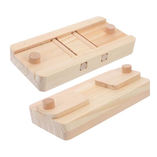 YARNOW 2Pcs Wooden Hamster Foraging Interactive Treat Storage Tray for Small Animals Safe Natural Feeder for Bunnies and Hamsters Enrichment Puzzle for Chewing