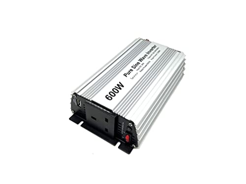 600W Pure Sine Wave inverter 24V to 230V AC with BS socket,DC5V 2 Amp USB output.