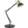 LEPOWER Metal Desk Lamp, Adjustable Goose Neck Architect Table Lamp with On/Off Switch, Swing Arm Desk Lamp with Clamp, Eye-Caring Reading Lamp for Bedroom, Study Room &Office (Sandy Black)