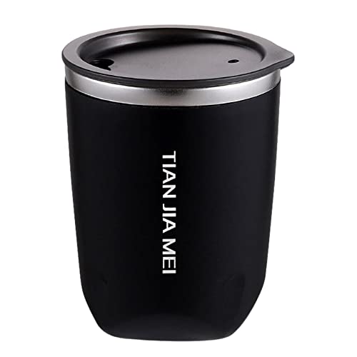 TEEKU Tasse isotherme en acier inoxydable de 300ML - Tasse à café thermique - Tasse portable délicate en céramique pour hommes et femmes - Simple (Noir, Taille unique)