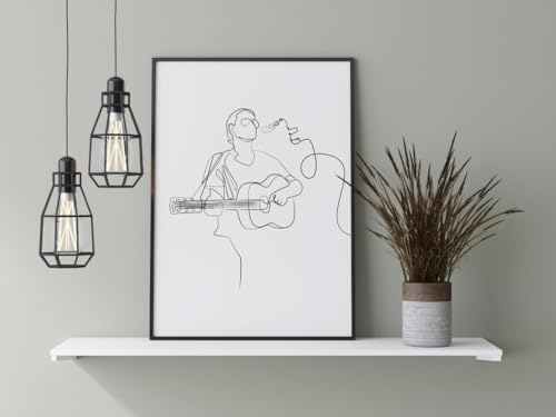 Guitar Line Art affiche encadrée A0 grand format pour décoration murale salon