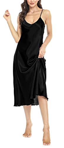 Lovasy-Camisones-Sexys-Mujer-de-Saten-Camison-de-Mujer-Verano-Tirantes-Ajustable-Camison-Mujer-Largo-Dormir-Combinacion-Interior-Ligero-y-Suave
