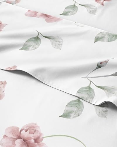Image of Full 4 Piece Boho Botanical Floral Sheet Set - Soft & Cooling - Rosebud
