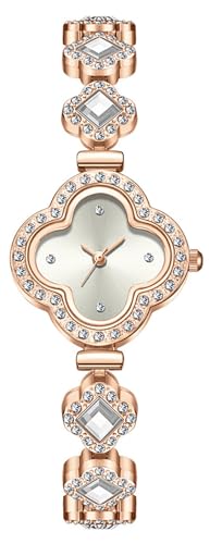 ADSBIAOYE Luxury Women Wrist Watches Unique Rose Gold Diamond Bracelet Watch Fashion Dress Quartz Watches for Women Gift (01 White)
