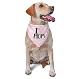 vercosee I Love Mom Mothers Day Dog Bandana,Photo Prop Pet Scarf Accessories for Dog Lovers, Mom Gifts (Light Pink)