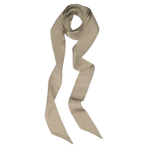 PATIKIL Stylish Ribbon Scarf, Solid Color Skinny Scarf Pure Long Neckerchief Silk Necktie Belts Sash Hair Scarves Headband Ribbon Tie for Women, Dark Khaki