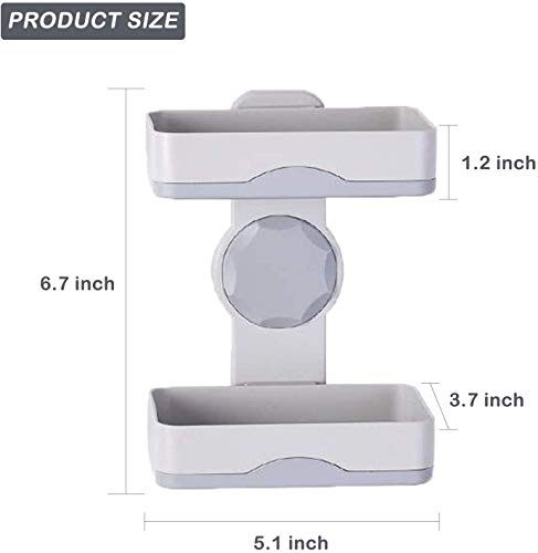 JIALTO Plastic Wall Mounted Double Layers Soap Dish Saver with Drain Tray, Adhesive Sponge Holder No-Drilling Soap Holder for Shower Bathroom Kitchen - Multicolour (Image - 5)