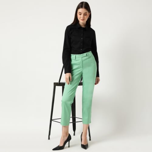 Image of Marks & Spencer Womens Solid Mid Rise Slim Fit Trouser