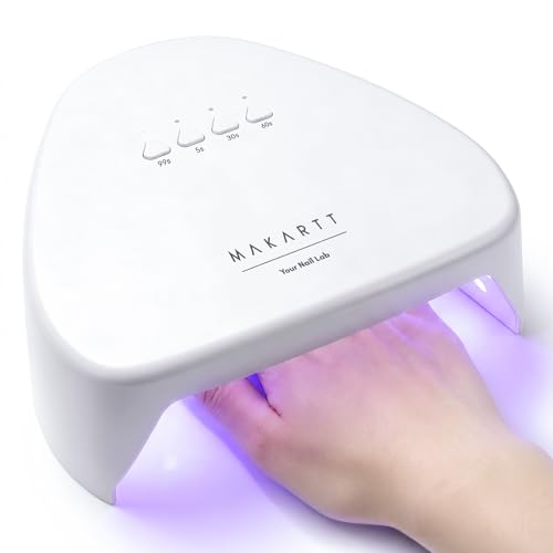 Makartt Compact Travel UV Nail Lamp for Gel Polish Plug-in Nail Dryer with 5s Flash Cure 99s Mode for Dark Thick Gels Auto Sensor 4 Timers & 18 LED Beads for Beginner Home DIY Gift (White)