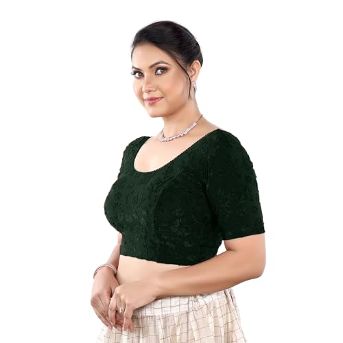 Image of Stay On Trend: Fashion Readymade Blouses for Women,Round Neckline Terry Jacquard Fabric.