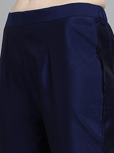 VredeVogel Women's Cotton Silk Jacquard Kurta Pant with Banarasi Silk Dupatta