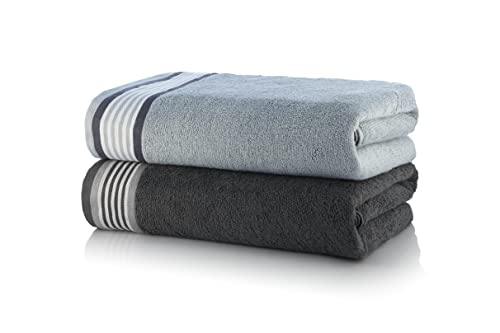 Casa Copenhagen, Designed In Denmark, 550 Gsm, 16X28 Inches, Hand Towels, Set Of 10 Towels, Super Soft And Absorbent, Egyptian Cotton Towels For Bathroom & Kitchen - Granite Grey + Mirage Grey #TOP4