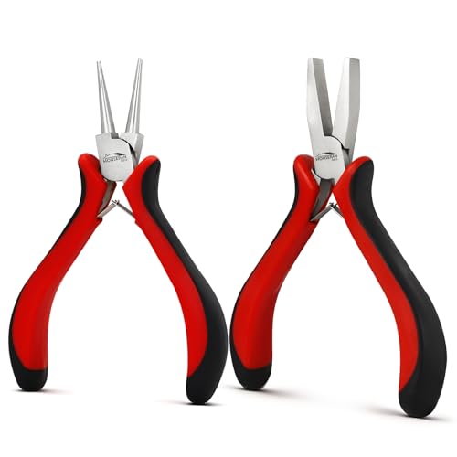 HOUSERAN 2-Piece 5-Inch Jewelry Pliers Set Round Nose and Flat Nose Plier