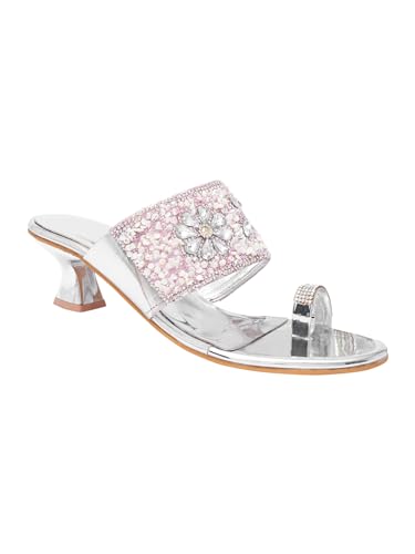 Image of TRYME Fancy Embroidery Kitten Heel Sandal Stylish Embellished Wedding Footwear Sandals For Women & Girls