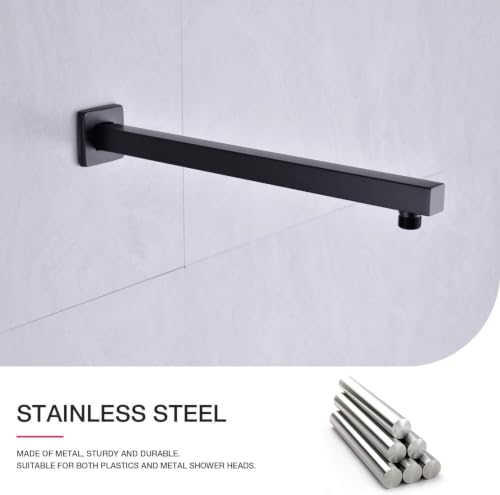 Image of TOSCH Stainless Steel Square Shower Arm for Overhead Showers (Black Matte Shower, Arm18 Inch)