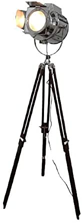 Antique Nautical Floor Studio Lamp Spot Search Light Tripod Stand