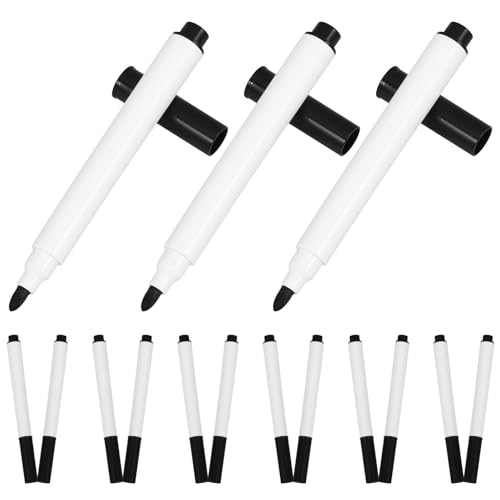 ifundom Lot de 20 Marqueurs pour Tableau Blanc Effaçables à Sec Encre Noire à Base d'Eau Pointe Fine 10 CM Feutres Polyvalents pour Bureaux Écoles et Surfaces Vitrées