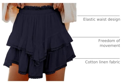 Image of Aoudery Flowy Shorts for Women Casual Boho Ruffle Tiered Skorts High Waist Mini Skirts Golf Tennis Crochet Shorts