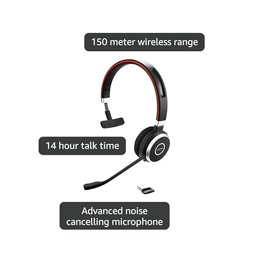 image for Jabra Evolve 65 MS Teams Wireless Headset, Mono – Includes Link 370 