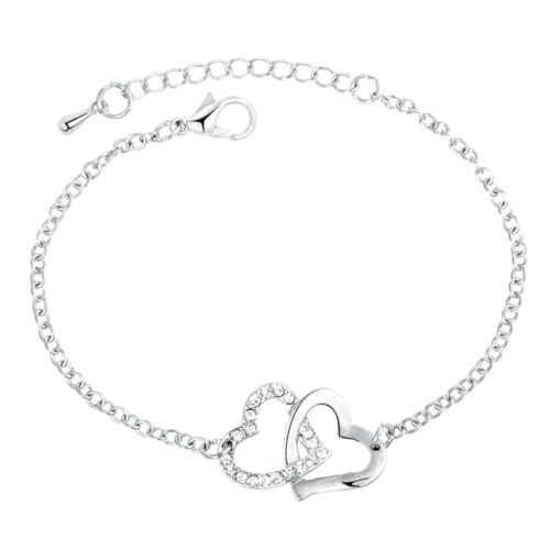 MenYiYDS- Bracelets pour dames Bracelet en forme de cœur en argent sterling 925 Bracelet en forme de cœur entrelacé pour femmes Bijoux pour femmes filles,...