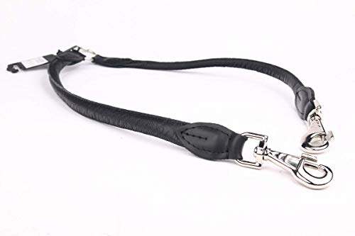 Koppelleine Verteiler 387 - Echt-Leder Doppelhundeleine 12mm/40cm Schwarz