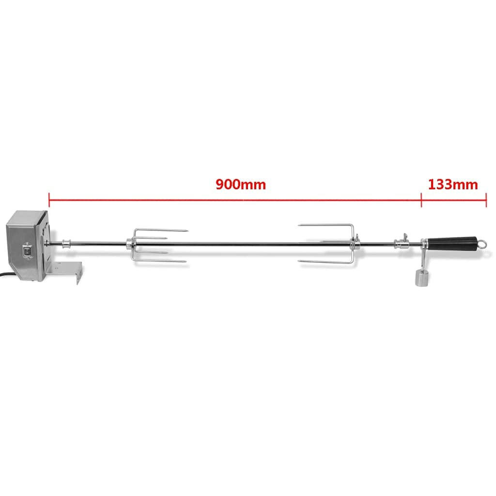 Rotisserie rożen obrotowy z profesjonalnym silnikiem, stal chromowana 900 mm, 2 widelce do szpikulca, waga wyrównująca, do piekarnika i grilla, idealny do grillowania i smażenia