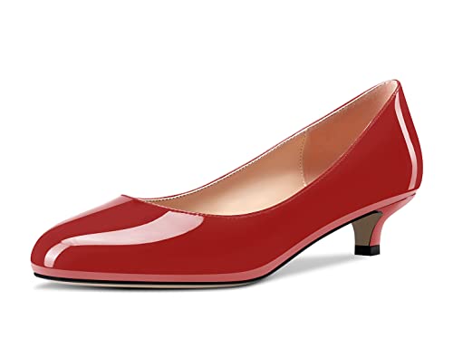 Castamere Women Kitten Stiletto Low Heel Round Close Toe Basic Pumps Slip-on Classic Cute Dress Shoes2