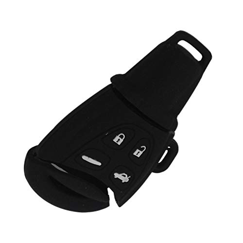 Happyit Silicone Car Key Cover Cases for SAAB 9-3 9-5 93 95 4 Buttons Car Remote Accessories (Black) - Image 3