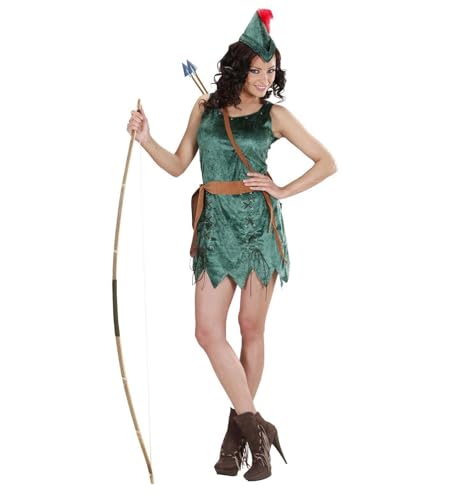 W WIDMANN MILANO Party Fashion, Déguisement Robin des Bois avec robe élégante, ceinture assortie, chapeau emblématique, Déguisement pour Adulte, Vert, Taille M