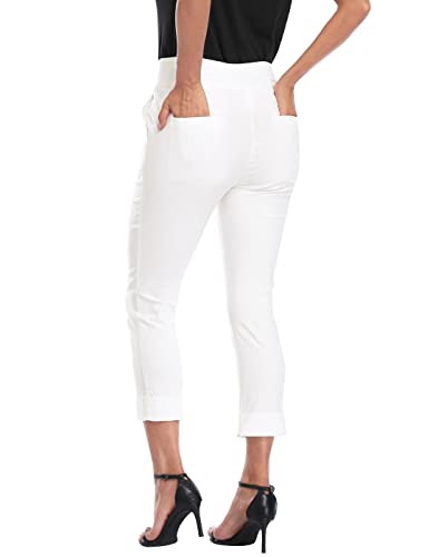 Image of HDE Pull On Capri Pant for Women w /Pockets Elastic Waist Cropped Work Pant
