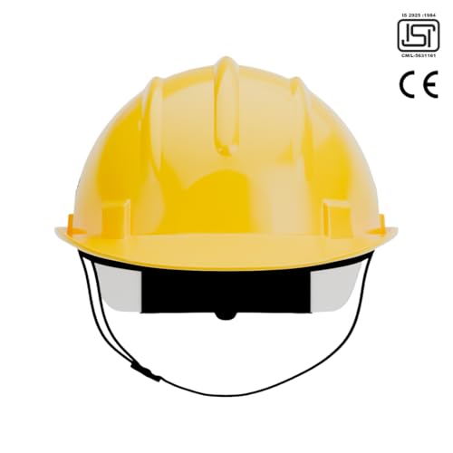 Image of HMP Industrial Construction Safety Helmet for Unisex | SIX Suspension with Ratchet Adjustment | ISI & EN Certified | Yellow